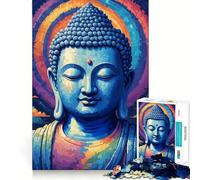 Puzzle de 1000 pièces Bouddha Bleu en Pixel Art,articulations nettes,Jeu de Construction,Jeu Silencieux,Jeu Amusant pour Un Anniversaire (50x75cm)