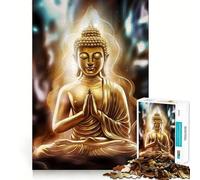 Puzzle de 1000 pièces Bouddha doré en méditation,Travail Manuel,Jeu de réflexion Relaxant,Cadeau Artistique de Noël (50x75cm)