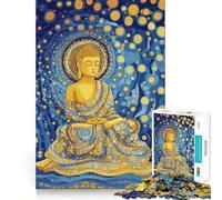 Puzzle de 1000 pièces Bouddha Nuit étoilée Méditation Poster Art Bords Lisses Jeu de Concentration Amusant Temps de Jeu Relaxant Cadeau d'anniversaire (38x52cm)