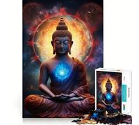 Puzzle de 1000 pièces Bouddha Planète Boule Plasma Bords Lisses Jeu de Concentration Amusant et Relaxant Cadeau d'anniversaire (50x75cm)