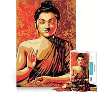 Puzzle de 1000 pièces Bouddha rétro,Bordures nettes,décoration,résolution de problèmes,Divertissement,Facile à Passer,Cadeau de Noël (38x26cm)