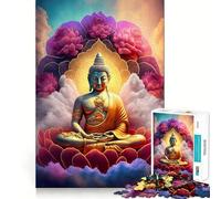 Puzzle de 1000 pièces Bouddha V Bords Nets Décoration Résolvez des problèmes Amusez-Vous et passez Un Bon Moment Décoration de Noël Cadeau (38x26cm)