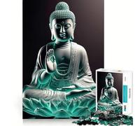 Puzzle de 1000 pièces Bouddha Vitrail Zen Ajustement Parfait Art Stimulant Cérébral Jeu Temps de Repos Décoration Murale de Noël (38x26cm)
