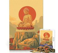 Puzzle de 1000 pièces Bouddha Zen sur Une Montagne pour Adolescents, idéal pour stimuler la mémoire et se détendre ; Format idéal (38x26cm)