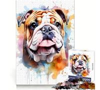 Puzzle de 1000 pièces Bouledogue à l'aquarelle pour Adultes Un pour se détendre,s'évader et Faire de Beaux rêves (50x75cm)