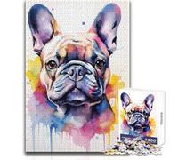 Puzzle de 1000 pièces - Bouledogue français Aquarelle - Un Moyen Relaxant d'occuper Son Temps Libre - Découpe précise et régulière - Dimensions 38x52cm
