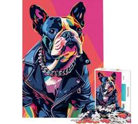 Puzzle de 1000 pièces Bouledogue Punk Cool Jeu éducatif Difficile et Stimulant d'analyse et de logique adapté aux Personnes de 14 Ans et Plus (50x75cm)