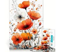 Puzzle de 1000 pièces Bouquet de Coquelicots Aquarelle pour Adolescents Jeu Stimulant l'esprit Assemblage Facile et sécurisé Activité Amusante en Famille (38x26cm)