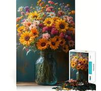 Puzzle de 1000 pièces Bouquet de Fleurs éclatant dans Un Vase en Verre (38x26cm) Jeu de mémoire Amusant Bords Lisses,Assemblage Parfait Une façon ludique d'occuper Son Temps Libre