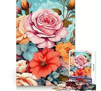 Puzzle de 1000 pièces Bouquet de Roses éclatantes, Art Floral, pour Adolescents, Stimulation cérébrale, évasion paisible, Assemblage Solide, Joyeux Noël (38x26cm)