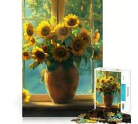 Puzzle de 1000 pièces Bouquet de tournesols et Chalet pour Adultes et Adolescents, idéal pour développer la mémoire et se détendre, Cadeau de Noël 38x52cm