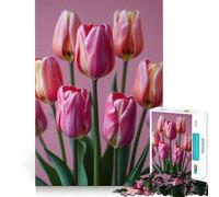 Puzzle de 1000 pièces Bouquet de Tulipes Roses et Oranges pour Adolescents, Jeu d'entraînement cérébral, Moment de détente, Cadeau de Saison (38x52cm)