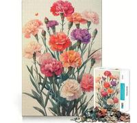 Puzzle de 1000 pièces Bouquet d'œillets Vintage pour Adolescents,Jeu de mémoire Amusant et Relaxant à Partager en intérieur (50x75cm)