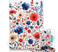 Puzzle de 1000 pièces Bouquet Floral Aquarelle Jeu de Construction Assemblage Parfait sans écart Activité gratifiante pour Les Jours de Pluie (38x52cm)