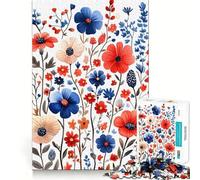 Puzzle de 1000 pièces Bouquet Floral Aquarelle Jeu de développement cognitif Surface Lisse sans bavures Activité relaxante en Groupe à l'intérieur (38x26cm)