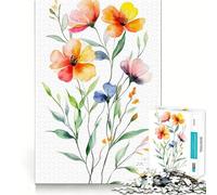 Puzzle de 1000 pièces : Bouquet Floral Aquarelle Jeu de mémoire Amusant,Bords Lisses,Assemblage Parfait,Une façon divertissante d'occuper Les Heures vides (38x52cm)