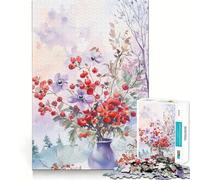 Puzzle de 1000 pièces : Bouquet Floral Aquarelle Jeu de réflexion créatif aux découpes nettes et aux Composants Robustes Idéal pour Les Voyages Cadeau Parfait (38x26cm)