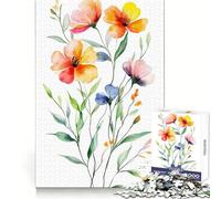 Puzzle de 1000 pièces Bouquet Floral Aquarelle pour Adolescents, entraînement de la mémoire, évasion paisible, découpe Impeccable, Cadeau d'hiver (38x52cm)