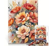 Puzzle de 1000 pièces Bouquet Floral Aquarelle pour Adolescents, entraînement de la mémoire, évasion paisible, découpe Impeccable, Cadeau d'hiver (50x75cm)