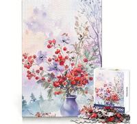 Puzzle de 1000 pièces Bouquet Floral Aquarelle pour Adolescents, Exercice cognitif, Loisirs et Plaisir, sans Bords Rugueux, Cadeau Artistique de Noël (50x75cm)