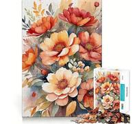 Puzzle de 1000 pièces Bouquet Floral Aquarelle pour Adolescents,Stimulant l'esprit,pièces Robustes et aux découpes nettes,activité de Groupe réconfortante (38x26cm)