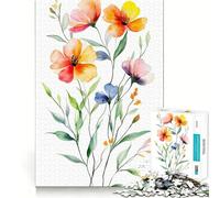 Puzzle de 1000 pièces Bouquet Floral Aquarelle pour Adolescents,Stimulant l'esprit,pièces Robustes et aux découpes nettes,activité de Groupe réconfortante (38x26cm)