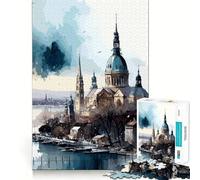 Puzzle de 1000 pièces Budapest,Aquarelle,décor soigné,résolution de problèmes,Divertissement Facile,Cadeau de Noël (38x26cm)