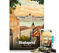 Puzzle de 1000 pièces Budapest,Hongrie Affiche de Voyage Bords Lisses Jeu de Concentration Amusant Moments de détente Cadeau d'anniversaire (38x52cm)