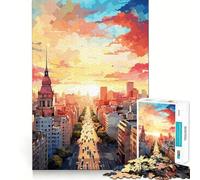 Puzzle de 1000 pièces Buenos Aires Peinture à l'huile Découpe Nette Art Jeu de logique et de réflexion Jeu de détente Cadeau d'anniversaire Amusant (38x26cm)