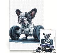 Puzzle de 1000 pièces Bulldog Dumbbell Sport pour Adolescents Stratégie,Réflexion,Détente,Ajustement Précis,Cadeau Festif (38x52cm)