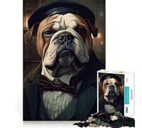 Puzzle de 1000 pièces Bulldog Gangster Bords Lisses Jeu de Concentration Amusant et Relaxant Cadeau d'anniversaire (38x26cm)