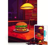 Puzzle de 1000 pièces Burger du Diner Nocturne pour Adultes, défi Mental, Jouet d'évasion Calme, pièce de Collection de qualité (38x26cm)