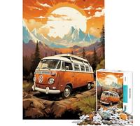 Puzzle de 1000 pièces Bus VW rétro Balade en Montagne Niveau Difficile Jeu Pratique et Stimulant pour Les 14 Ans et Plus 38x52cm