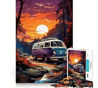 Puzzle de 1000 pièces Bus VW rétro en Montagne pour Adolescents, Jeu de logique Solide, Moment Serein, Bords Nets, Cadeau créatif (38x52cm)