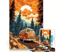 Puzzle de 1000 pièces Bus VW rétro en Montagne pour Adolescents, Jeu de logique Solide, Moment Serein, Bords Nets, Cadeau créatif (38x52cm)