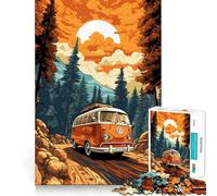 Puzzle de 1000 pièces Bus VW rétro en Montagne pour Adultes et Adolescents, Jeu intellectuel, à Partager à la Maison, qualité et découpe Classiques (50x75cm)
