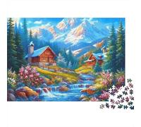 Puzzle de 1000 pièces « Cabanes de Montagne » - Jeu éducatif pour Adultes - Décoration intérieure - Niveau de difficulté élevé - Cadeau d'anniversaire Stimulant - 38 x 26 cm / 1000 pièces