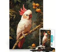 Puzzle de 1000 pièces Cacatoès Rose dans Un décor Tropical pour Adolescents, Jeu de réflexion apaisant, Cadeau de Noël de qualité supérieure (38x52cm)