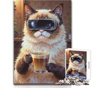 Puzzle de 1000 pièces Café et réalité virtuelle pour Adultes:Un Jeu éducatif et Amusant, idéal comme Cadeau attentionné pour Toutes Les Occasions Dimensions:38x52cm