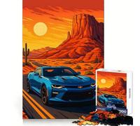 Puzzle de 1000 pièces Camaro Bleue, Road Trip dans Le désert pour Adolescents développement cérébral, Pleine Conscience, évasion, Assemblage Propre, Surprise Festive (38x52cm)