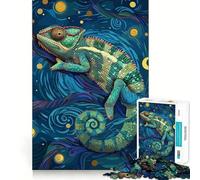 Puzzle de 1000 pièces Caméléon dans Un décor de Nuit étoilée Jeu de réflexion Amusant et précis Idéal pour Un Moment de détente Cadeau apaisant pour Noël (38x52cm)