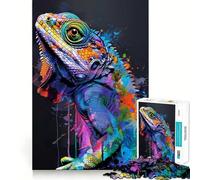 Puzzle de 1000 pièces Caméléon,Peinture Animale,découpe précise,Puzzle logique,Jeu de Loisirs Amusant,décoration Murale de Noël (38x26cm)