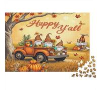 Puzzle de 1000 pièces « Camion de Gnomes d'automne » : Joyeux Gnomes d'automne sur Un Camion ! Jeu éducatif pour Adultes, Belle décoration, défi Stimulant, Cadeau d'anniversaire (70 x 50 cm).