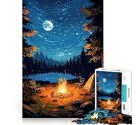 Puzzle de 1000 pièces « Camping Nocturne »,Bordures nettes,résolution de problèmes Amusante et Facile,Cadeau de Noël (38x26cm)