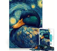 Puzzle de 1000 pièces Canard de la Nuit Étoilée pour Adultes, Jeu de logique Solide, Jeu de Groupe, Bords Nets, 38x52cm