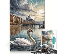 Puzzle de 1000 pièces Canard Nageur pour Adolescents Jeu Intelligent et Relaxant Assemblage du Motif Liste de souhaits du Père Noël 38x52cm