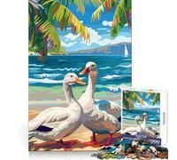 Puzzle de 1000 pièces Canards Blancs sur Une Plage pour Adolescents, activité de Loisirs et d'exercice Intelligent, Assemblage sans Couture, Cadeau d'anniversaire (38x52cm)