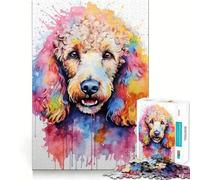 Puzzle de 1000 pièces Caniche à l'aquarelle vive pour Adolescents améliore la mémoire, Loisirs faciles, découpe Ferme, décoration Murale (38x26cm)