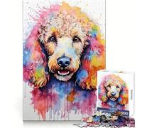 Puzzle de 1000 pièces Caniche à l'aquarelle vive pour Adolescents améliore la mémoire, Loisirs faciles, découpe Ferme, décoration Murale (38x26cm)