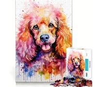 Puzzle de 1000 pièces Caniche à l'aquarelle vive pour Adolescents Jeu de logique Solide, Divertissement paisible, découpe de précision, (50x75cm)